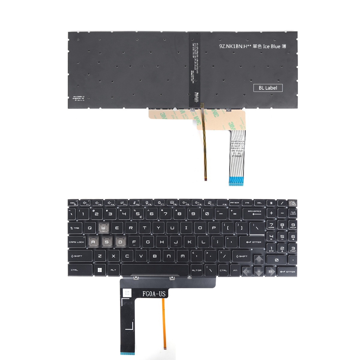 Picture of New Replacement Laptop Keyboard For Black MSI Sword 15 MS-1584 MS-17L1 MS-17L2 MS-17L4 MS-17L3 MS-158K BLACK( Ice blue backlight WIN8) US Layout